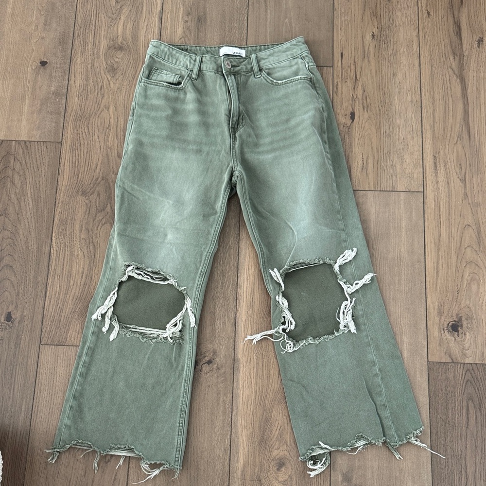 Distressed Green Women's Jeans